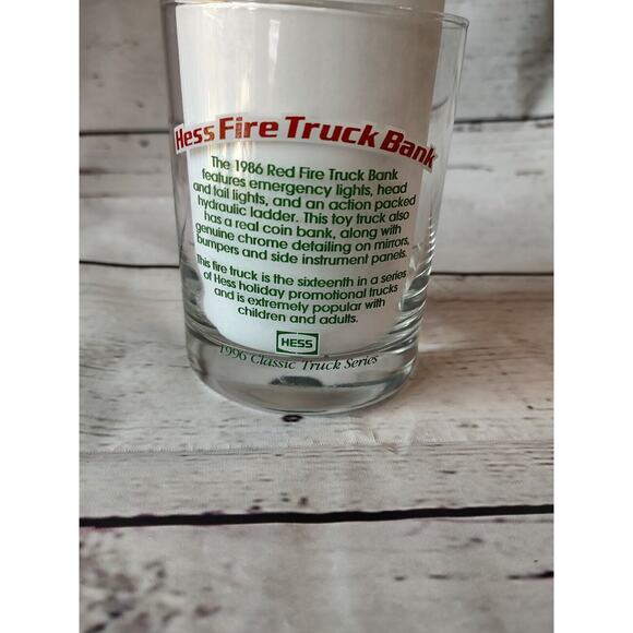 1996 Hess Fire Truck Bank drinking Glass collectable - Picture 2 of 2